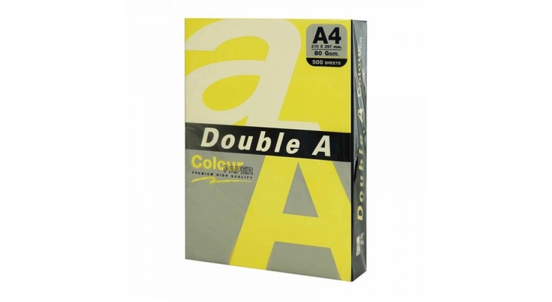 Бумага цветная DOUBLE A, А4, 80г/м2, 500л, интенсив, жёлтая