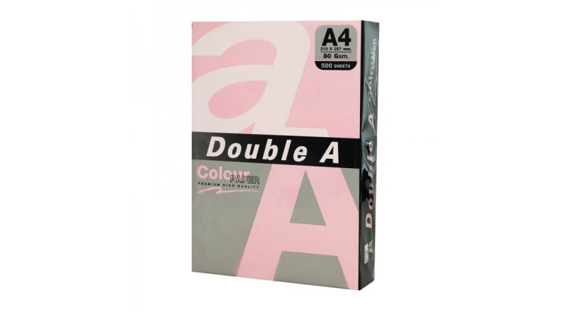 Бумага цветная DOUBLE A, А4, 80г/м2, 500л, пастель, розовая