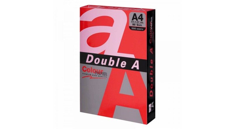 Бумага цветная DOUBLE A, А4, 80г/м2, 500л, интенсив, красная